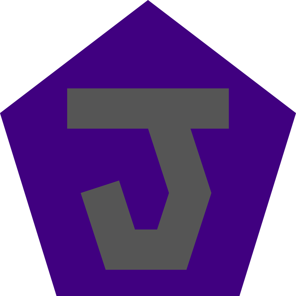 Purple pentagon with gray J favicon